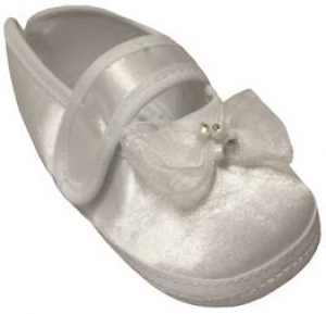 GIRLS SATIN SHOES W/ BOW & STRAP